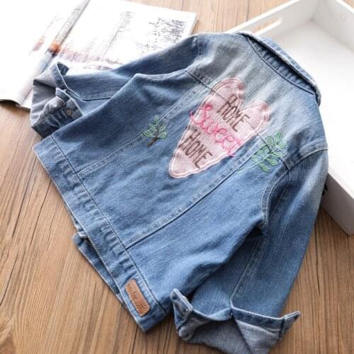 2019 Baby girl Fashion Cotton Denim Jacket Cardigan Coat Long Sleeved Embroidered Cool Jeans Jackets Girls Kids Outfit Clothes