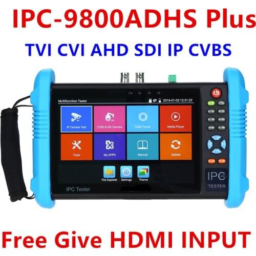IP Camera Tester IPC-9800ADHS Plus IP Analog TVI CVI SDI AHD HDMI input CCTV Tester Monitor DC12V 3A 48V PoE power WIFI 6K H265