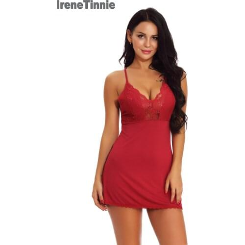 Irene Tinnie Women Clothes Sling Mesh Women Sleepwear Sleevless Lace Home Dress Sexy Nightgown Fashion Female Nightdress