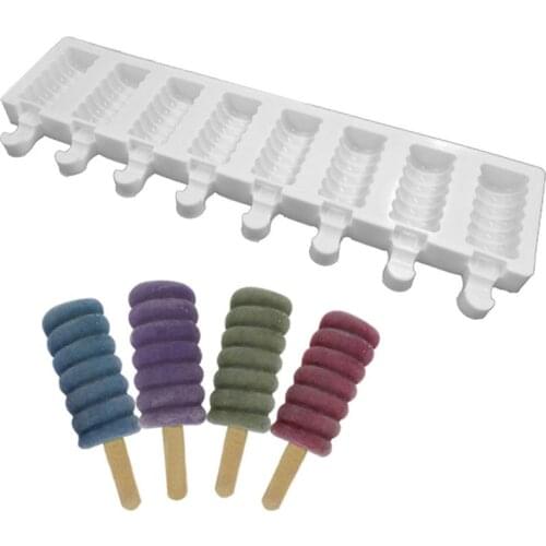 Kapmore 1pc Food Grade Silicone Popsicle Mold 8 Cavity Ice Cream Mold Ice Pop Mold With 10 Wood Sticks DIY Ice Cream Tools