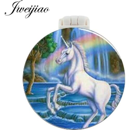 Youhaken Unicorn Rainbow Photo Pocket Mirror With Massage Comb Folding Compact Portable Make up Multifunctional Beauty Tools
