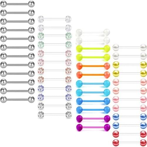 Tongue Nipple Ring Glow in Dark Flexible Straight Tongue Ring Retainer Body Piercing Jewelry 4 Style