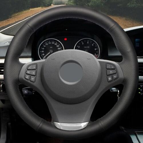 Hand-stitched Black High Soft Artificial Leather Car Comfortable Steering Wheel Cover for BMW E53 X5 2004-2006 E83 X3 2003-2010