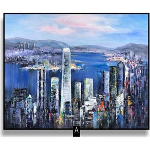 The Beautiful City Is Surrounded By Mountains And Lakes Handpainted Wall Art Home Decor Picture Modern Oil Painting On Canvas