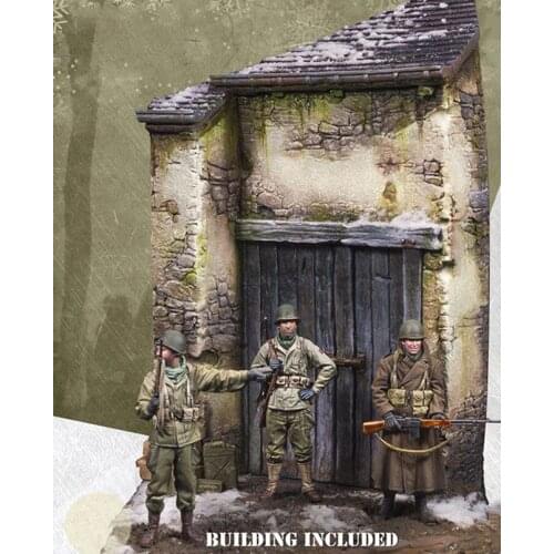 1/35 Scale U.S. Soldier with Building Unpainted Resin Figure Building Kit