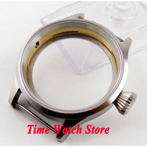 Corgeut 43mm brushed watch case sapphire glass big crown 316L stainless steel Fit ETA 6497 6498 ST3600 3620 movement C03