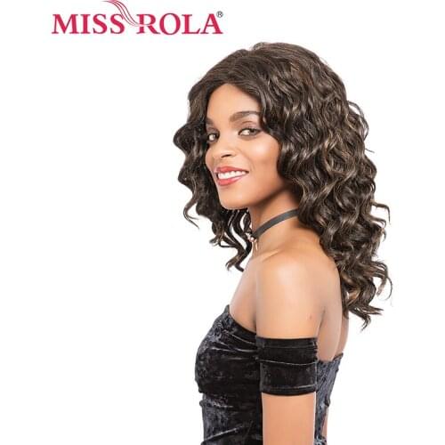 Miss Rola Curly Synthetic Lace Front Wig 4/30# 2-14 Inch Medium Long Hair Wigs For Women Kanekalon High Temperature Fiber