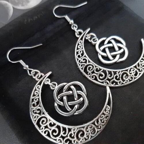 New Hot Sale Celtic knot Filigree moon Earrings Gothic Halloween Hoop Earrings Vintage Jewelry