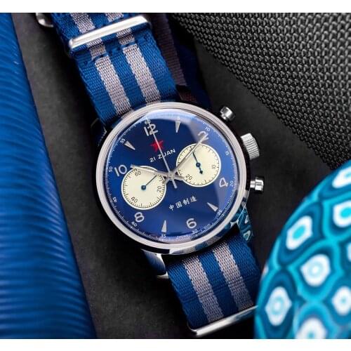 New Men 42mm Chronograph 1963 Watch Pilot Seagull Movement Gooseneck Mechanical Mens Watch Sapphire Hardlex Acrylic Sport Clock