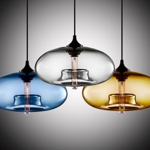 New Simple Modern Contemporary hanging 6 Color Glass ball Pendant Lamp Lights Fixtures e27/e26 for Kitchen Restaurant Cafe Bar