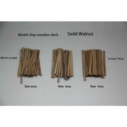 Solid Walnut Deck Panels 0.5x80mm for Wooden Ship Kit - Pack of 80 Free Ship