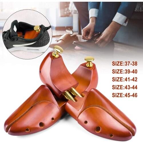 1Pair High Quality Adjustable Wood Shoe Trees Plastic Wooden Shoes Tree Stretcher Keeper Anti-wrinkle Size 37-48