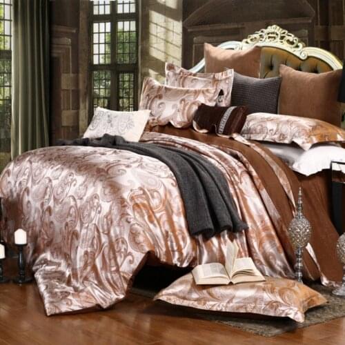 KELUO Wedding Luxury Bedding Sets Jacquard Queen/King Size Duvet Cover Set Wedding Camel Bedclothes Bed Linen Bed sheet