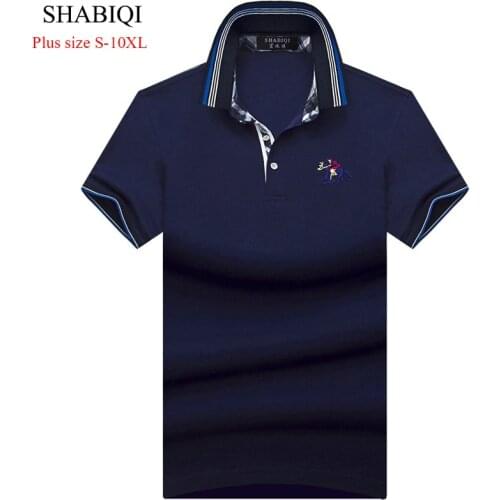 2019 SHABIQI New Match Colors Collar Men POLO Shirts Summer Style Short Sleeve Shirts Camisas Polo Plus Size 6XL 7XL 8XL 9XL10XL