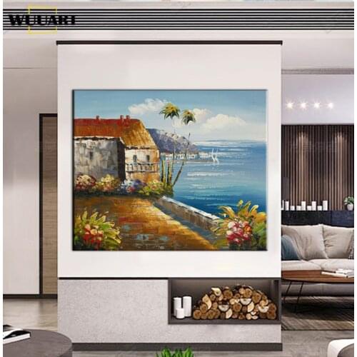 100%Hand Painted Oil Painting on Canvas Mediterranean Scenery Paintings Wall Painting Art Painting For Home Decoration no framed