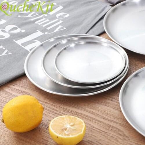 Silvery Stainless Steel Storage Tray Nordic Round Metal Stroage Tray Snack Fruit Plate Jewelry Display Tray Kitchen Organizer