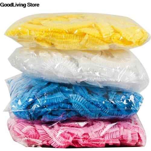 100pcs Disposable Shower Caps Hairnet Catering Stretch Hat Spa Hair Salon Hotel One-Off Bathing Elastic Shower Hat 32-70cm