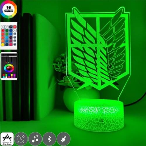 3D Illusion Led Night Light Anime Desk Lamp Smart Phone Control Attack on Titan Wings of Liberty Atmosphere Light Kid Room Decor
