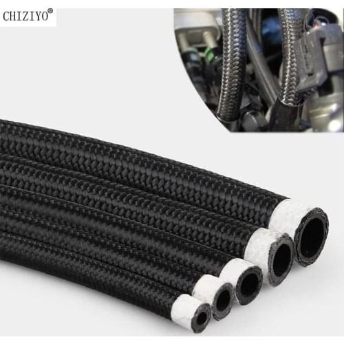 AN4 AN6 AN8 AN10 Fuel Hose Oil Cooler Hose Line Pipe Tube Nylon Stainless Steel Braided Inside CPE Rubber 1/2/2.5/3/6 m
