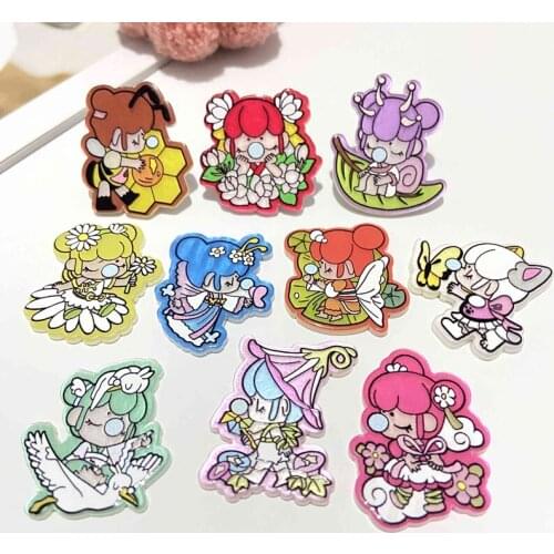 10Pcs 25*35m Cartoon Fower Fairy Butterfly Resin Planar Home Decoration Patches Botton DIY Bow Center Girls Accessories
