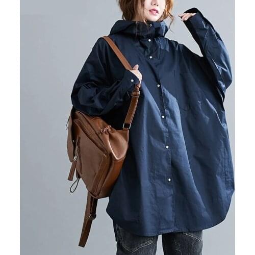 2021 Women Jacket Autumn Plus Size Solid Cardigan Female Casual Batwing Sleeve Large Style Vintage Basic Oversize Windbreaker