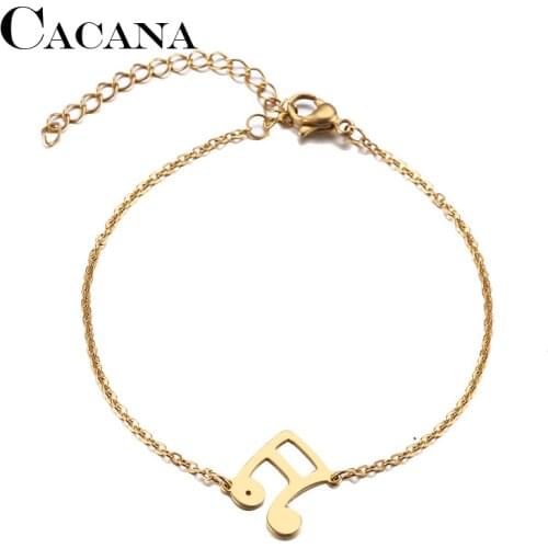 CACANA Stainless Steel Bracelet For Women Man Musical Notes Gold And Silver Color Pulseira Feminina Lovers Engagement Jewelry
