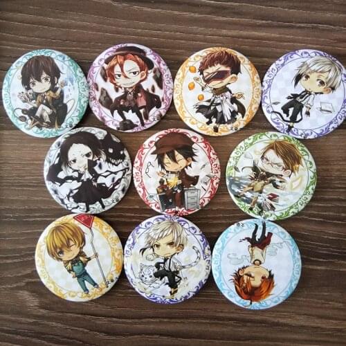 10pcs/set Anime Bungo Stray Dogs Dazai Maffia Nakahara Nakajima Brooch Anime Badge BUTTON BROOCH for BAG GIFT