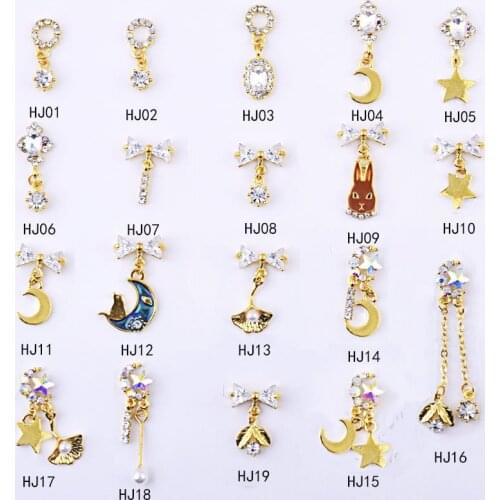 10pcs/lot Zircon Nail art jewelry pendant models nail diamond Long-Dangle metal nail rhinestone exquisite crystal star diamond