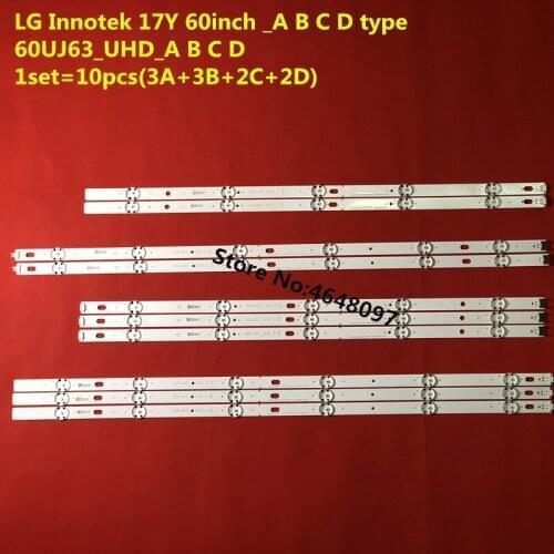 10pcs LED backlight strip 11 lamp for LG Innotek 17Y 60inch 60UJ6300 60UJ634V 60UJ63_UHD_A B C D NC600DGE-AAFX3 EAV63 673006
