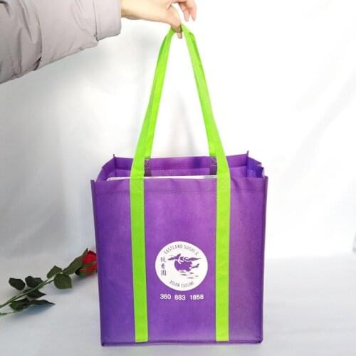1000Pcs/Lot Custom Logo Printed Supermarket Reusable Non Woven Bag Promotional Grocery Tote Recyclable Storage Bags for Shopping