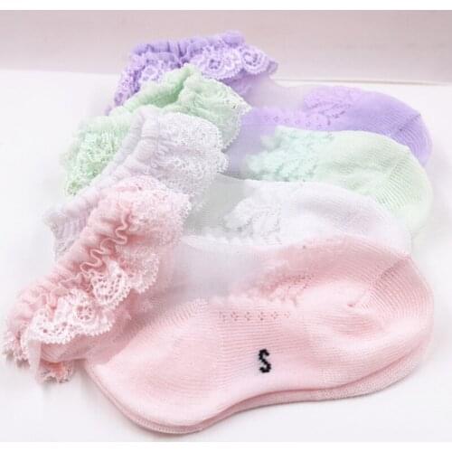 2020 Fashion Children Socks Newborn Infant Baby Kids Girls Toddlers Soft Cotton Lace Bow Princess Angel Ankle Socks Wholesale