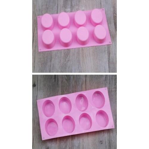 60pcs 8-Cavity Oval Shape Soap Mold Silicone Chocolate Mould Tray Homemade Making DIY