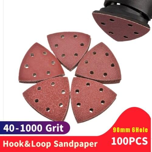 100PCS 90mm 6Hole Delta Sander Paper Hook & Loop Sandpaper Disc Abrasive Tools for Sanding Grit 40-2000