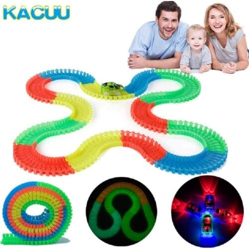 Glow in the dark DIY Universal Accessories Ramp Turn Road Bridge Crossroads for 7.5cm Race Track Gift toy for kids