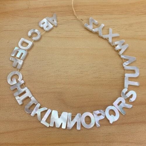 White Natural Mother Of Pearl Shell Letter Beads For Bracelet Necklace DIY Jewelry MOP Seashell 26 Alphabet Sets Handmade Making
