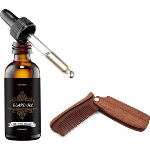 Cosprof 100% Natural Beard Moustache Conditioner Healthy Beard Styling Moustache Beard Comb Tools Beard Oil Set as a Gift
