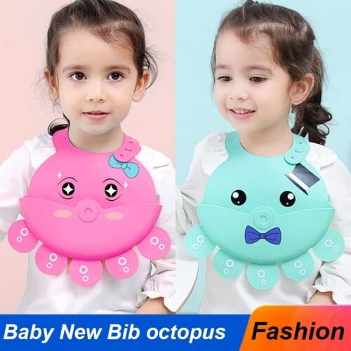 Baby Octopus Bib Baby Stuff Waterproof Food grade Silicone Bib Baby Cute Adjustable Bib Soft Comfortable Baby Drool Bib