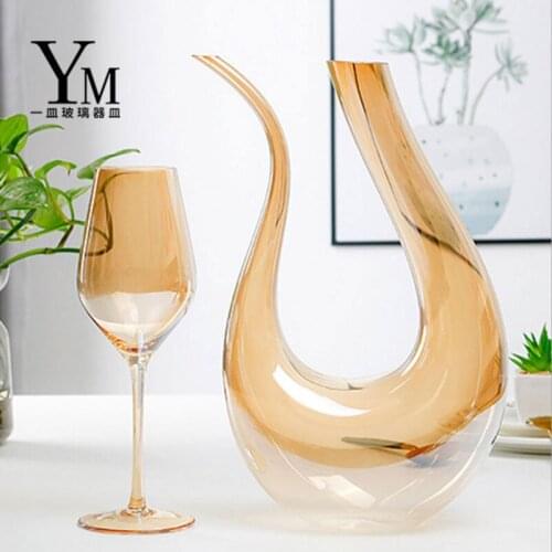 Electroplated Crystal Goblet Gold Bottle Model Glasses Room Goblet Amber Glass Red Goblet Decanter Colored Mug