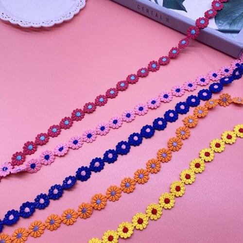 1Yard 1.2cm Width Flower Embroidery Lace Ribbons For Women Clothing Material DIY Handmade Craft Sewing Home Textile Supplies