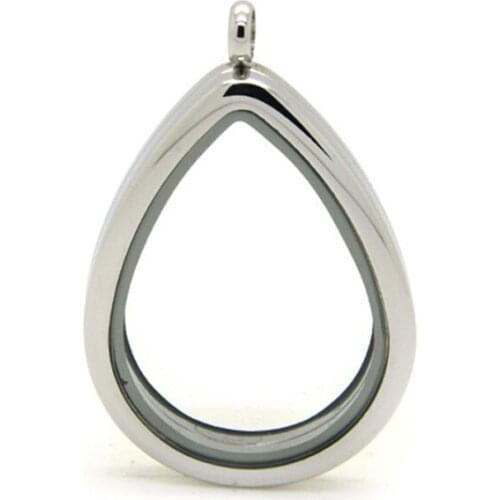 Waterdrop Shape Magnetic Stainless Steel Floating Locket Pendant Living Floating Charm Locket For Women 5pcs