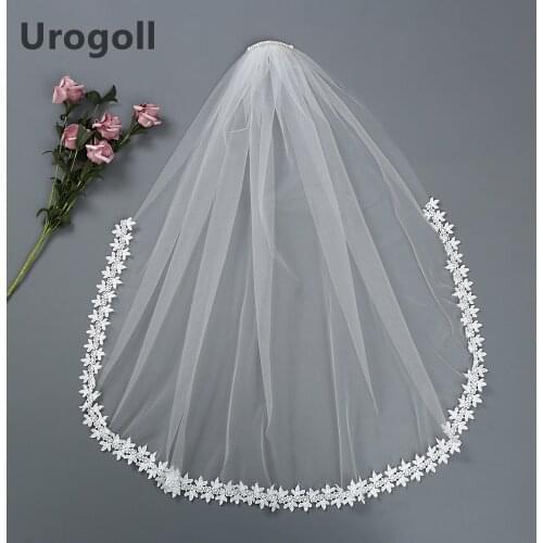 Trendy Wedding Veil Wedding Accessories Gauze Veil Women Brides Veil Short Lace Wedding Muslim Hair Comb Veil For Party Dress