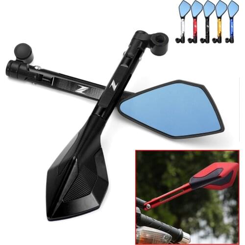 Motorcycle Handlebar End Mirrors Anti Glare Bluish Hawk-Eye Rearview Mirror For Kawasaki Z250 Z400 Z650 Z750 Z800 Z900 Z1000