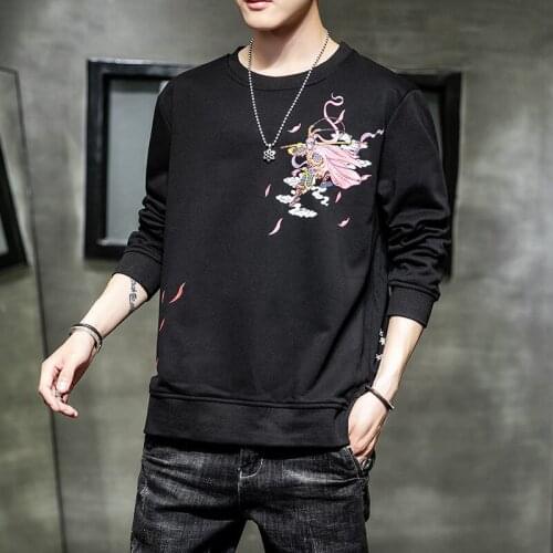 MrGB Chinese Cartoon Character Graphic Men Pullovers Fashion Streetwear Vintage Oversize Male Sweatshirt Autumn Mens Clothing