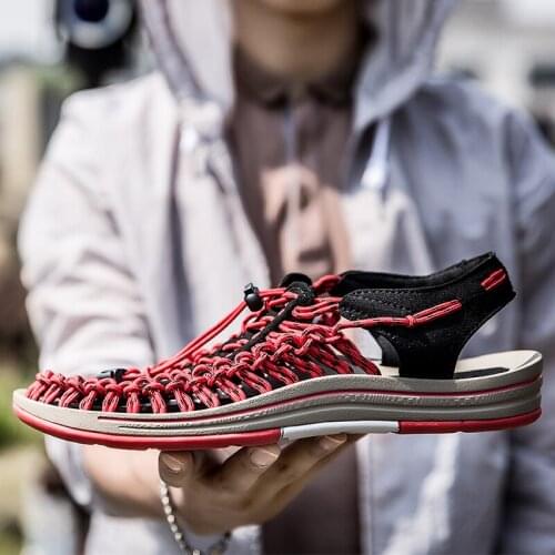 Man Gladiator Sandals Summer High Quality Handmade Weave Mens Shoes Slip-On Outdoor Casual Beach Men Sandals Sneakers Flats A9