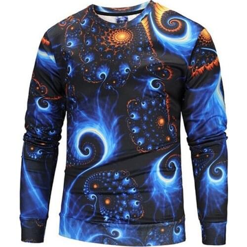 Men casual pullover sweatshirt spring and autumn new fashion 3D printing colorful long-sleeved male sweatershirt coat jacket