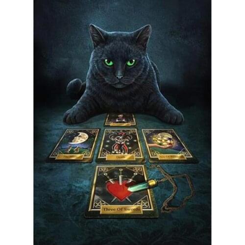 3D Diy Full Diamond Painting Cat and Tarot Card Embroidery Kits Crystal Rhinestone Picture Diamond Mosaic Home Decor GJ705