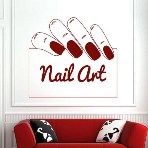 Wall Sticker Removable Nail Salon Window Sticker Vinyl Manicure Beauty Hands Wall Decal Nail Art Shop Wall Mural Poster AY667
