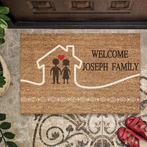 40x60cm Customizable Roof Family Doormat Anti-Slip Base Door Front House Room and Kitchen
