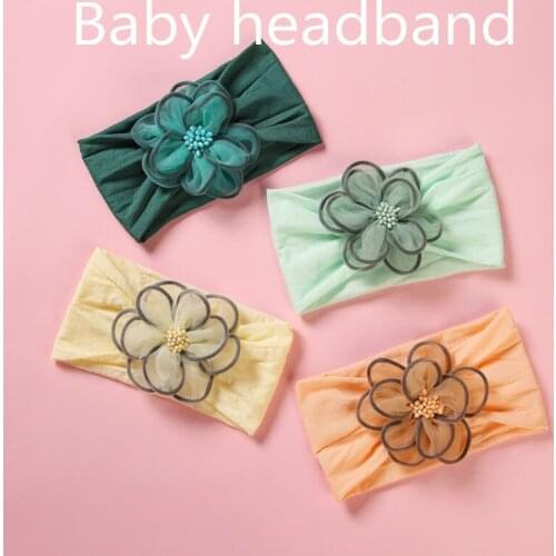 New Style Childrens Headband Nylon Mesh Artificial Flower Baby Headband Baby Lace Headband