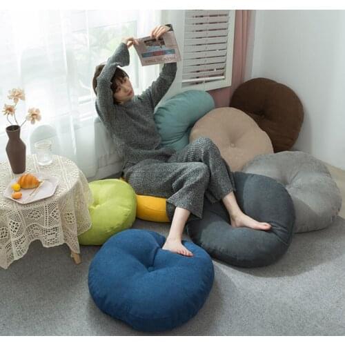 Anese Style Futon Thicken Meditation Cushion Round Cotton Linen Seat Cushion Tatami Mat Pillow Home Balcony Bay Window Cushions